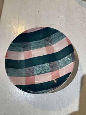 Over and Back Pink & Green Pasta Bowl Italy 8.25 x 1.75